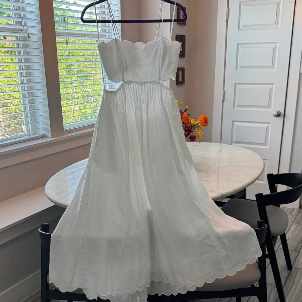 Zimmermann Rhiannon Scalloped Linen Midi Dress - Picture 12 of 15